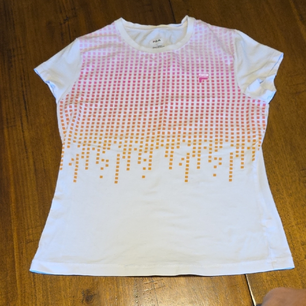 Fila Short Sleeve Tee with Pink and Orange Design